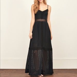 Abercrombie & Fitch Lace Panel Maxi Dress in Black